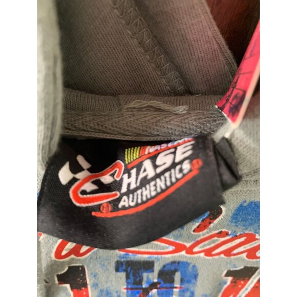 Nascar Chase Mens Size Medium Hoodie Long Sleeve Hooded Gray Sweatshirt Pullover - Picture 3 of 3
